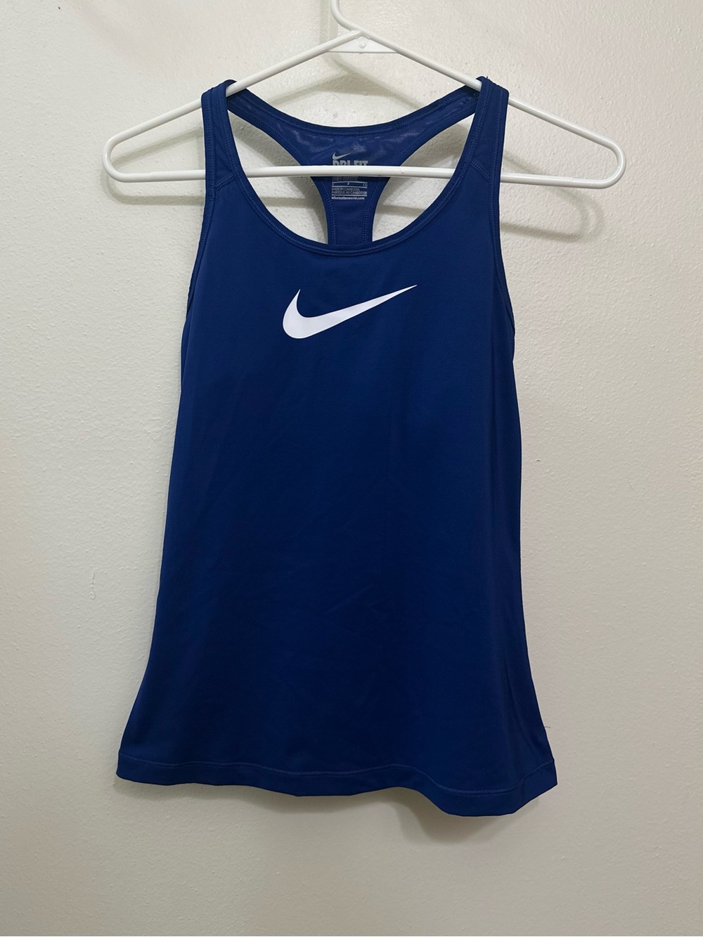 Nike Navy Blue Dri-FIT Racerback Tank with White Swoosh